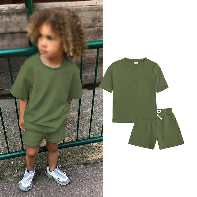 Summer 2pcs Kids Clothes Sets Children Sports Style Tracksuits T-shirts and Shorts Boy and Girl Outfits Suits - TiniLoom