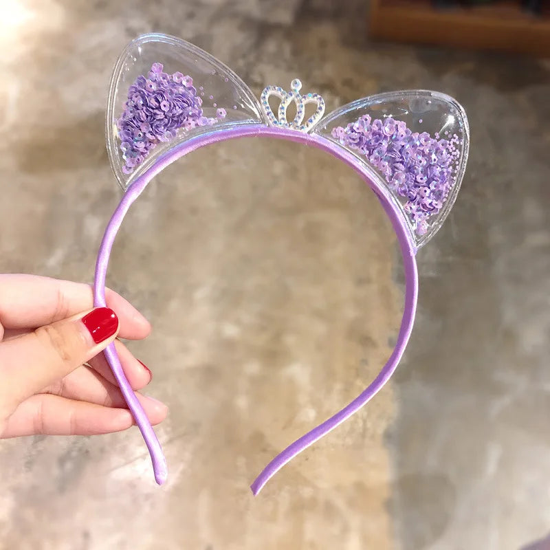 Girls Cute Shining Sequin Cat Ears Hairbands Sweet Ornament Headband Princess Gift Headwear Kids Fashion Hair Accessories