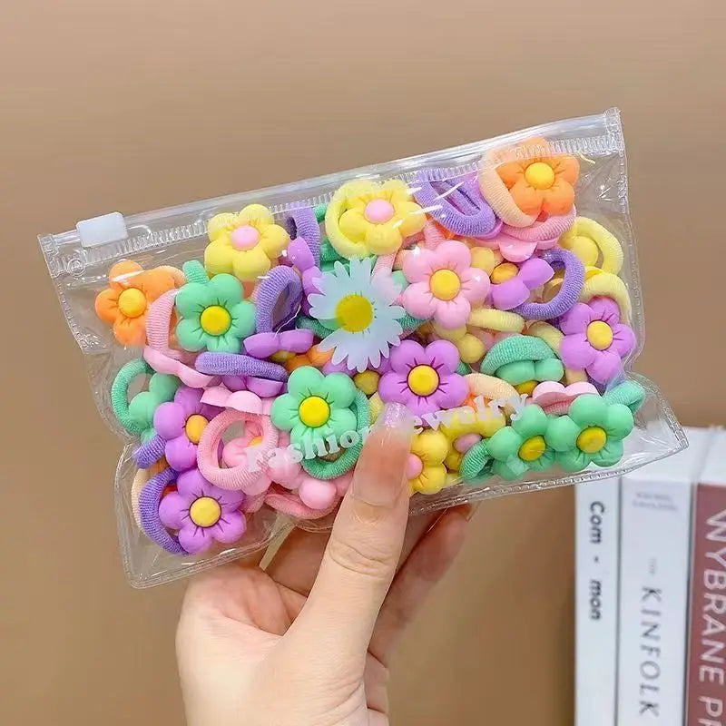 10/20Pcs/Set Cute Cartoon Rubber Elastic Hair Bands Girls Not Hurt Hair Small Scrunchie Kids Sweet Hair Ties Hair Accessories - TiniLoom