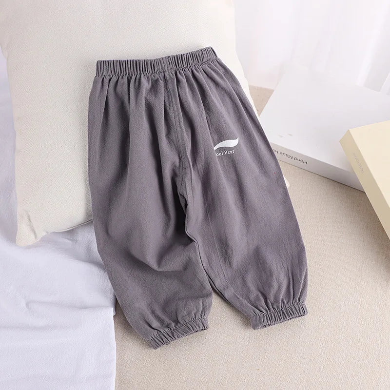 1 2 3 4 5 Years New Children's Anit-mosquito Pants Summer Baby Air Conditioning Bloomers Boys and Girls Cotton and Linen Pants - TiniLoom