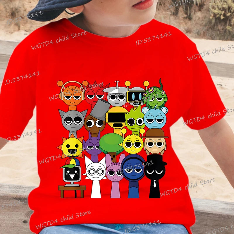Funny Anime Sprunki Incredibox Game Children T-shirts Cartoon Sprunki Short Sleeve Tops Tees Funny Sprunki Boys Girls Tshirt - TiniLoom