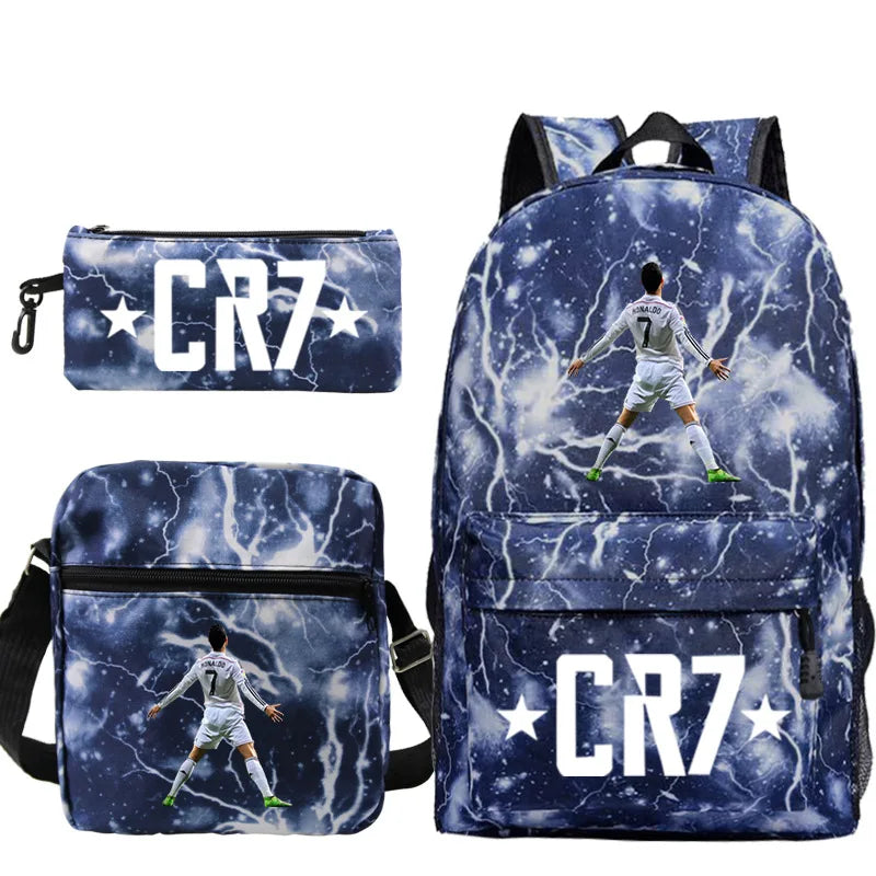 New 3pcs CR7 Backpacks Simple Style Lightweight Boys Girls School Bags Capacity Teens Laptop Backpack Women Men Travel Mochilas - TiniLoom