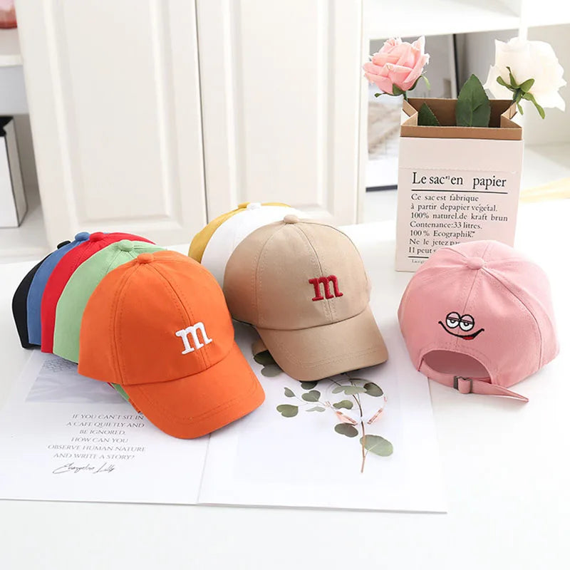 Solid Color Letter Baby Baseball Cap Simple Embroidered Peaked Hat for Toddler Boy Girl Summer Adjustable Kids Sun Hats - TiniLoom