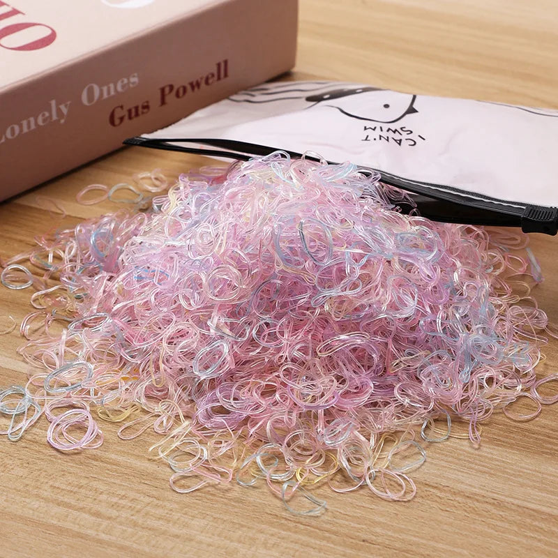 500/1000/2000pcs Girls Colourful Disposable Rubber Band Hair Ties Headband Children Ponytail Holder Bands Kids Hair Accessories - TiniLoom