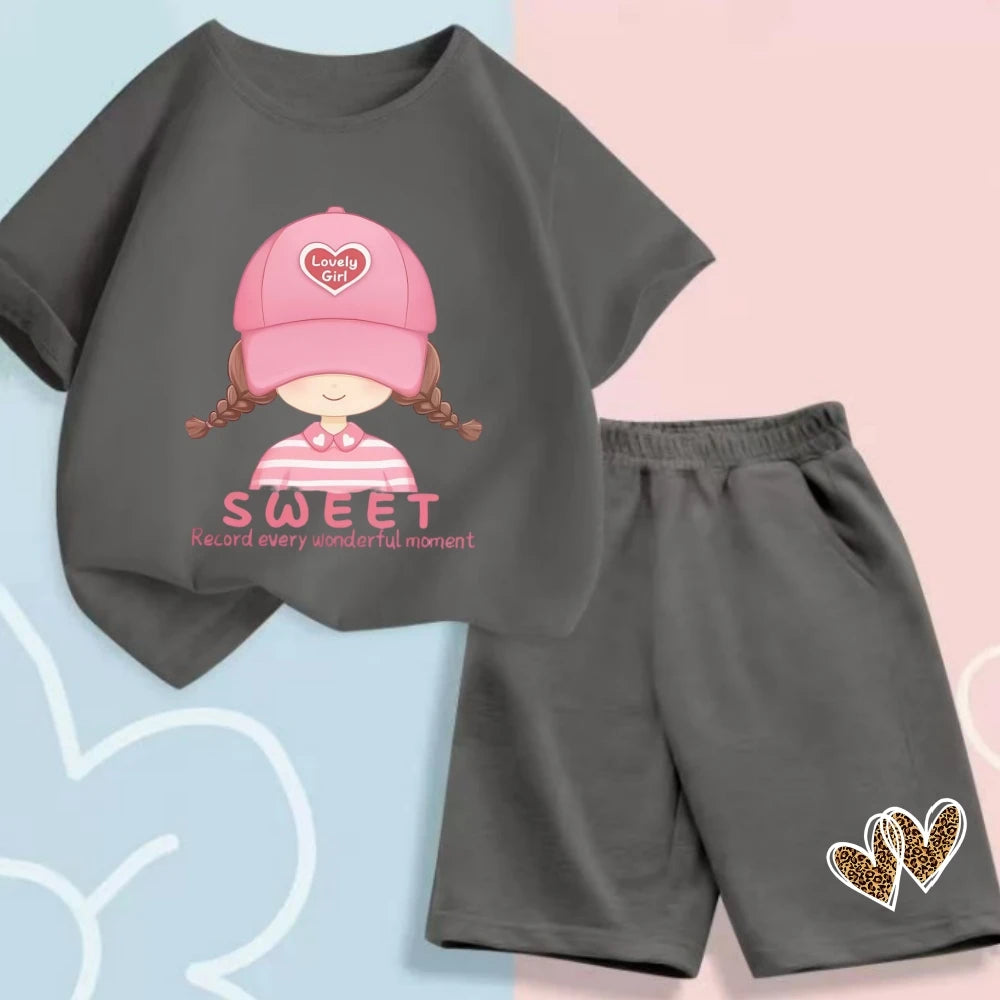 Summer Baby Clothes Set Kid Girls Cartoon Printed Short Sleeve T-Shirts Top And Shorts Bottom 2 Pieces Suit Children Tracksuits - TiniLoom