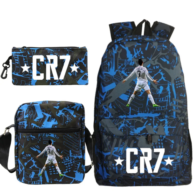 New 3pcs CR7 Backpacks Simple Style Lightweight Boys Girls School Bags Capacity Teens Laptop Backpack Women Men Travel Mochilas - TiniLoom