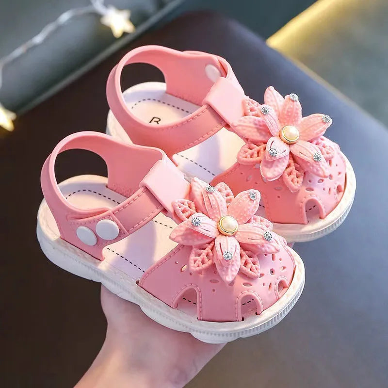 Solid Bow Children's Summer Shoes Cute PVC Beach Non Slip Sandals For Baby Girls Footwear Soft Infant Kids Fashion Sandals - TiniLoom