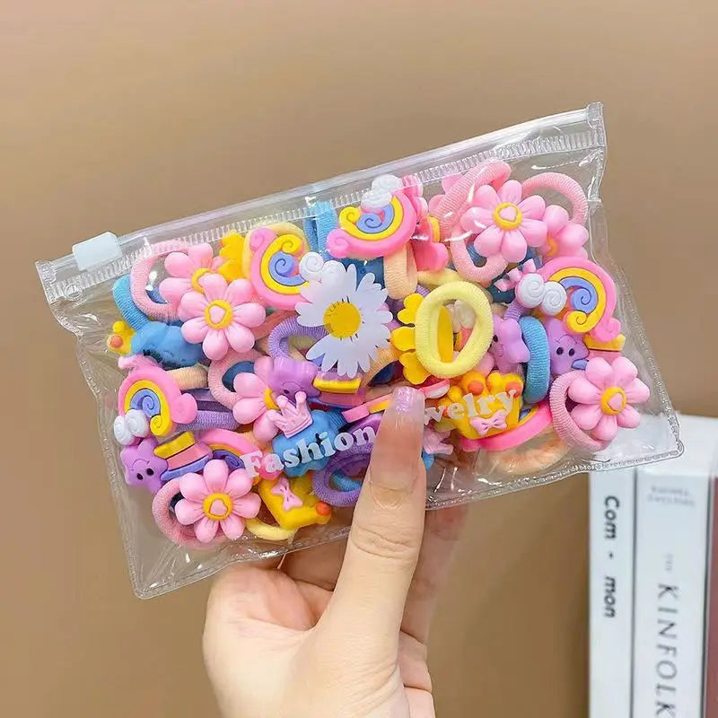 10/20Pcs/Set Cute Cartoon Rubber Elastic Hair Bands Girls Not Hurt Hair Small Scrunchie Kids Sweet Hair Ties Hair Accessories - TiniLoom