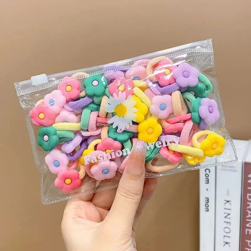 10/20Pcs/Set Cute Cartoon Rubber Elastic Hair Bands Girls Not Hurt Hair Small Scrunchie Kids Sweet Hair Ties Hair Accessories - TiniLoom