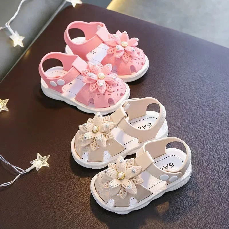 Solid Bow Children's Summer Shoes Cute PVC Beach Non Slip Sandals For Baby Girls Footwear Soft Infant Kids Fashion Sandals - TiniLoom