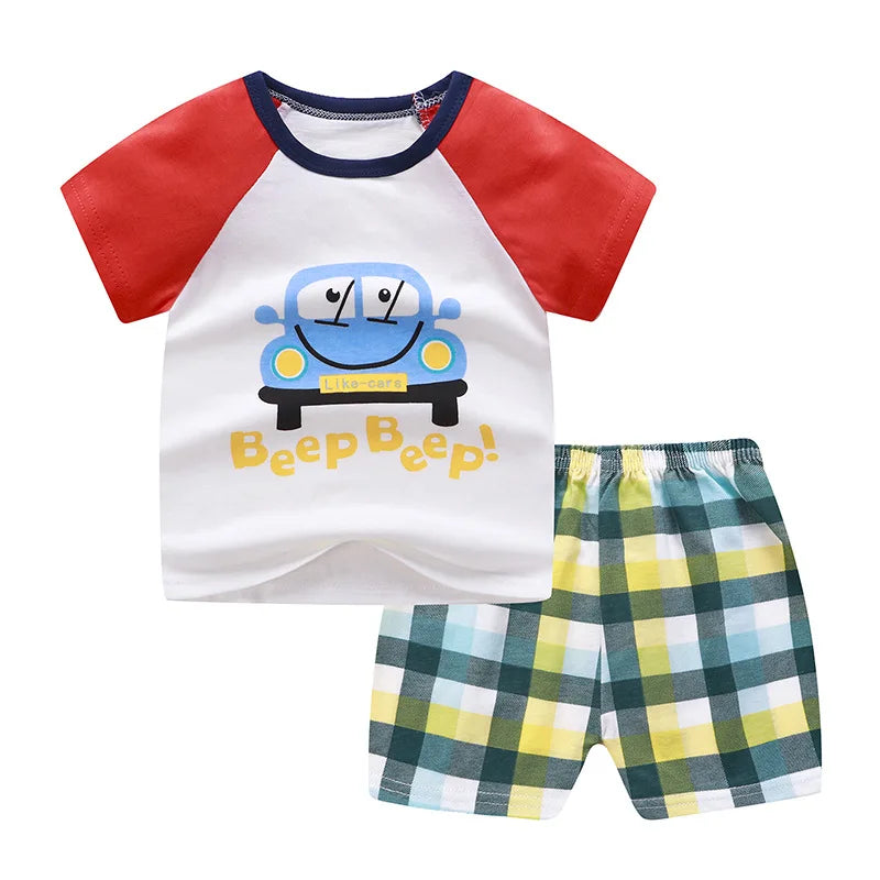 Winnie Pooh Cute Children Tracksuit Summer Clothing Cartoon Fashion Baby Boys Short Sleeved Suit T-shirt + Shorts 2piece Set - TiniLoom