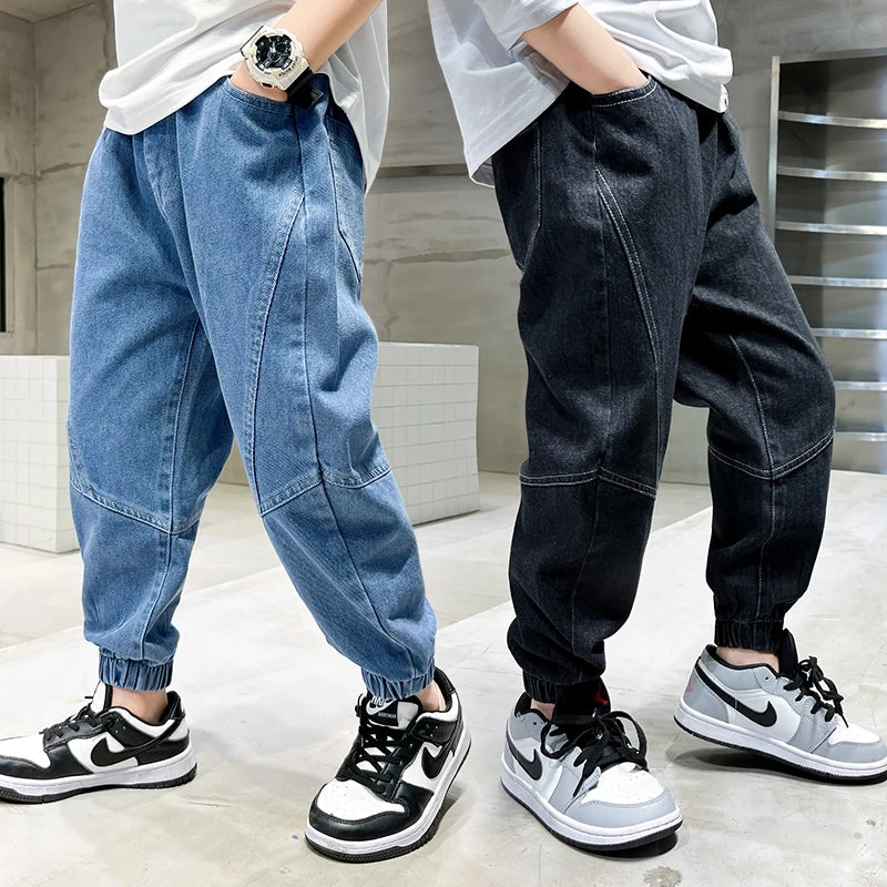 Big boy jeans, children's clothing, casual fashion, cool children's pants, boys' pants, boys' Baggy summer clothing, teenagers - TiniLoom