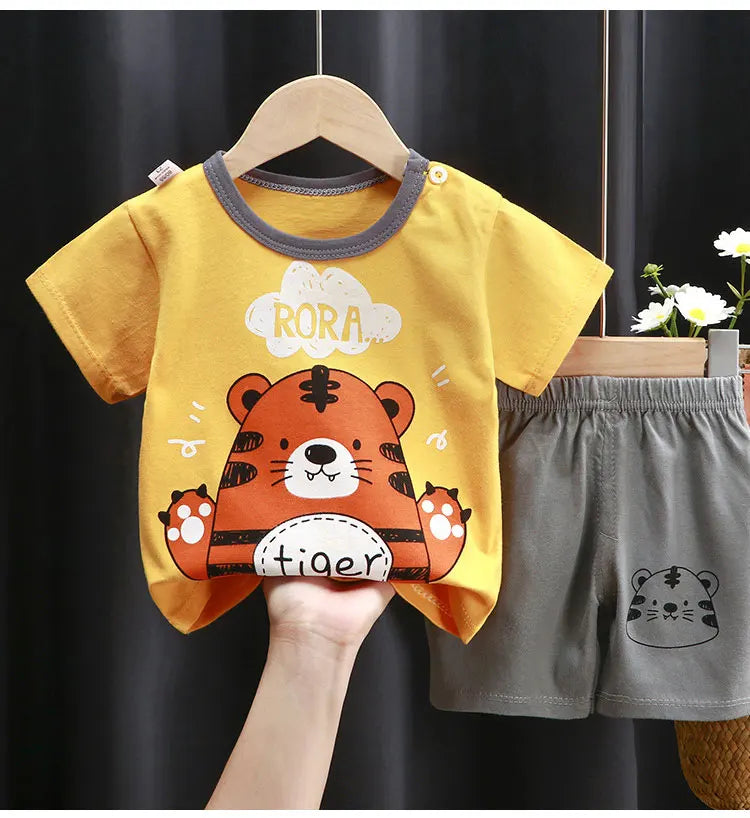 Kids Sets Children Clothes Boys Girl T-shirt Shorts 2PCS Summer Cotton Short sleeve Baby Children Clothing Suit Cotton Comfort - TiniLoom