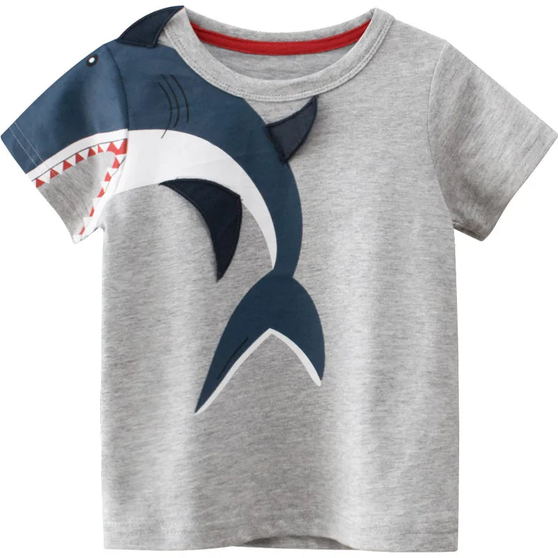 Children Short Sleeve T-shirts Korean Version Kids Clothing Boy Baby Cotton Tees 2-9 Years Summer Cartoon Tops - TiniLoom