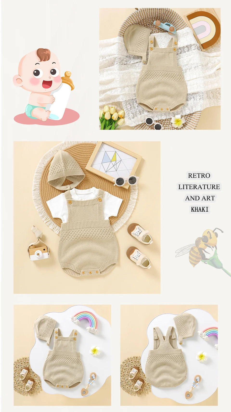Baby Bodysuits Sleeveless Newborn Boys Girls Solid Color Onesie Hats Outfits Sets 2pcs Infant Unisex Playsuits Children Clothes - TiniLoom