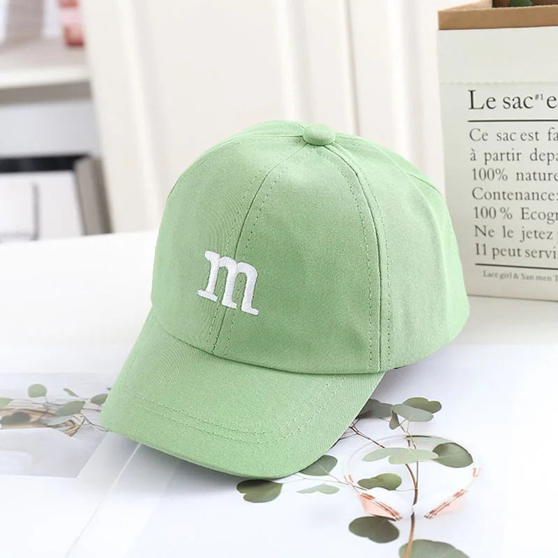 Solid Color Letter Baby Baseball Cap Simple Embroidered Peaked Hat for Toddler Boy Girl Summer Adjustable Kids Sun Hats - TiniLoom