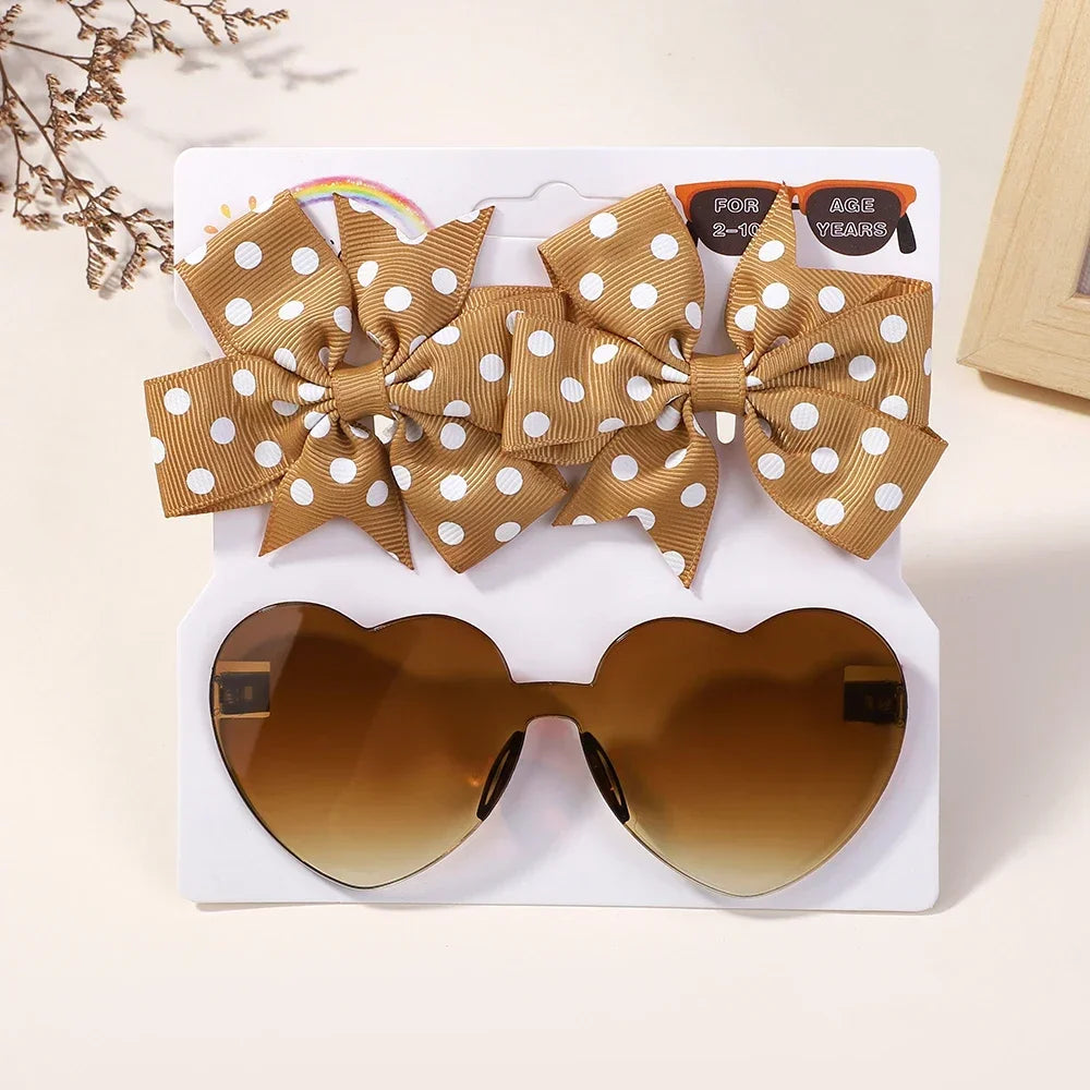 BABY BOWS Butterfly Hairclip Set for Kids Lovely Glasses Accessories Fashion Party Girls Dress Hairpins Headband Gift Set