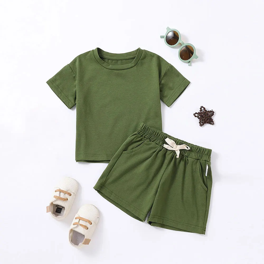 Summer 2pcs Kids Clothes Sets Children Sports Style Tracksuits T-shirts and Shorts Boy and Girl Outfits Suits - TiniLoom