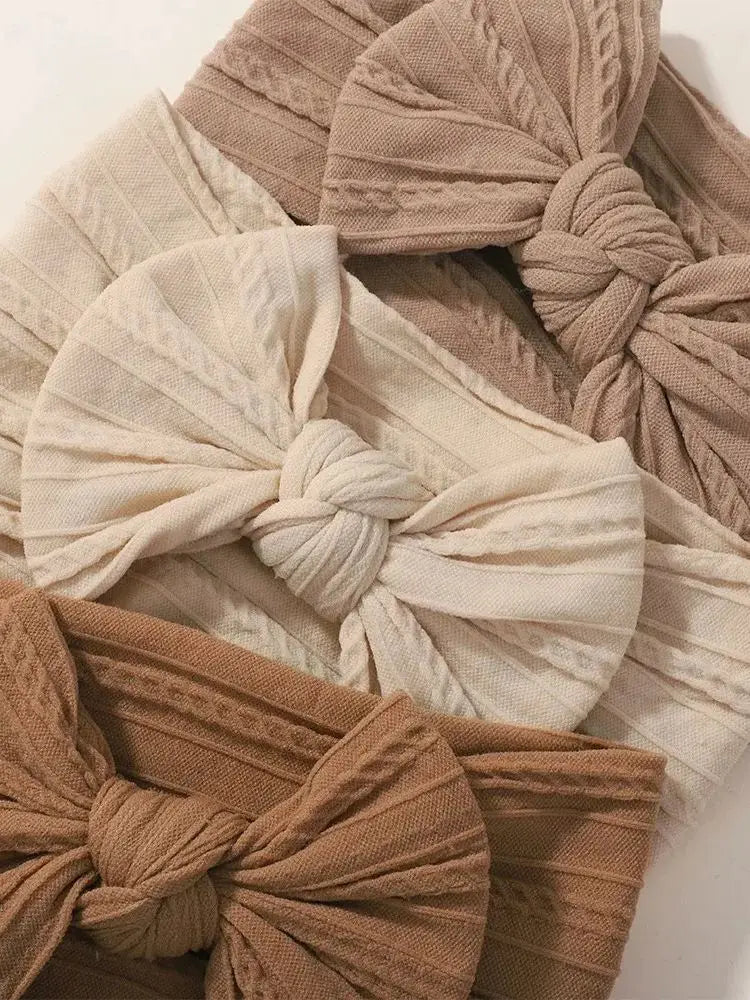 3Pcs Solid Color Baby Headband Bow Children Hair Band Elastic Nylon Newborn Headbands Soft Turban Headwrap Kid Hair Accessories