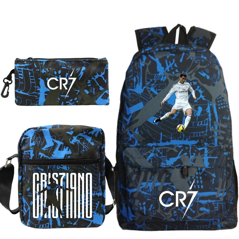 New 3pcs CR7 Backpacks Simple Style Lightweight Boys Girls School Bags Capacity Teens Laptop Backpack Women Men Travel Mochilas - TiniLoom