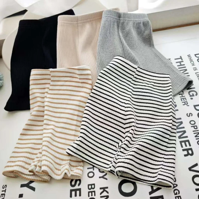 2025 Summer Baby Trousers Pants Ribbed Elastic Striped Pants Children's Casual Infant Clothing Kids Toddler Boys Girl Clothes