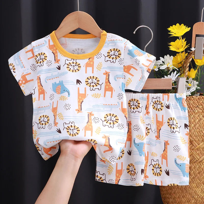 Kids Sets Children Clothes Boys Girl T-shirt Shorts 2PCS Summer Cotton Short sleeve Baby Children Clothing Suit Cotton Comfort - TiniLoom