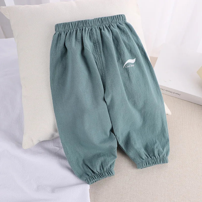 1 2 3 4 5 Years New Children's Anit-mosquito Pants Summer Baby Air Conditioning Bloomers Boys and Girls Cotton and Linen Pants - TiniLoom