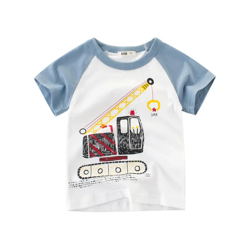 2-9 Years Children Short Sleeve T-shirts Korean Version Kids Clothing Boy Baby Cotton Tees Summer Cartoon Tops - TiniLoom