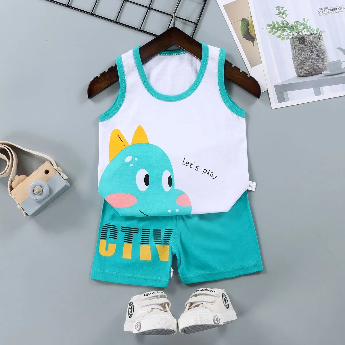 Children Sets Kids Vest Suit 2PCS Set Summer Cotton T-Shirt Girl Shorts Clothes Children Boys Girls Sleeveless Suit Wear Cloth - TiniLoom