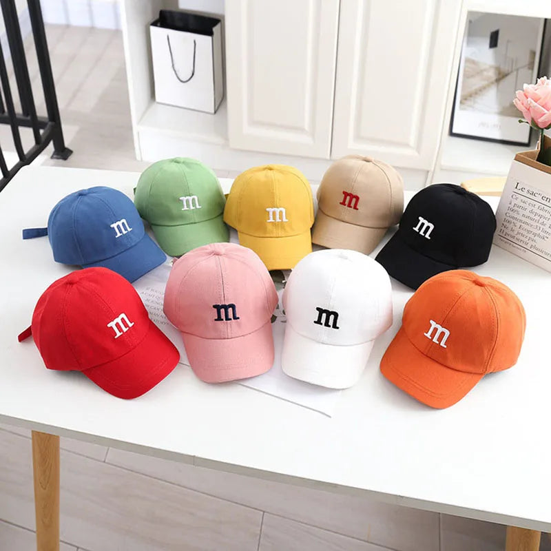 Solid Color Letter Baby Baseball Cap Simple Embroidered Peaked Hat for Toddler Boy Girl Summer Adjustable Kids Sun Hats - TiniLoom
