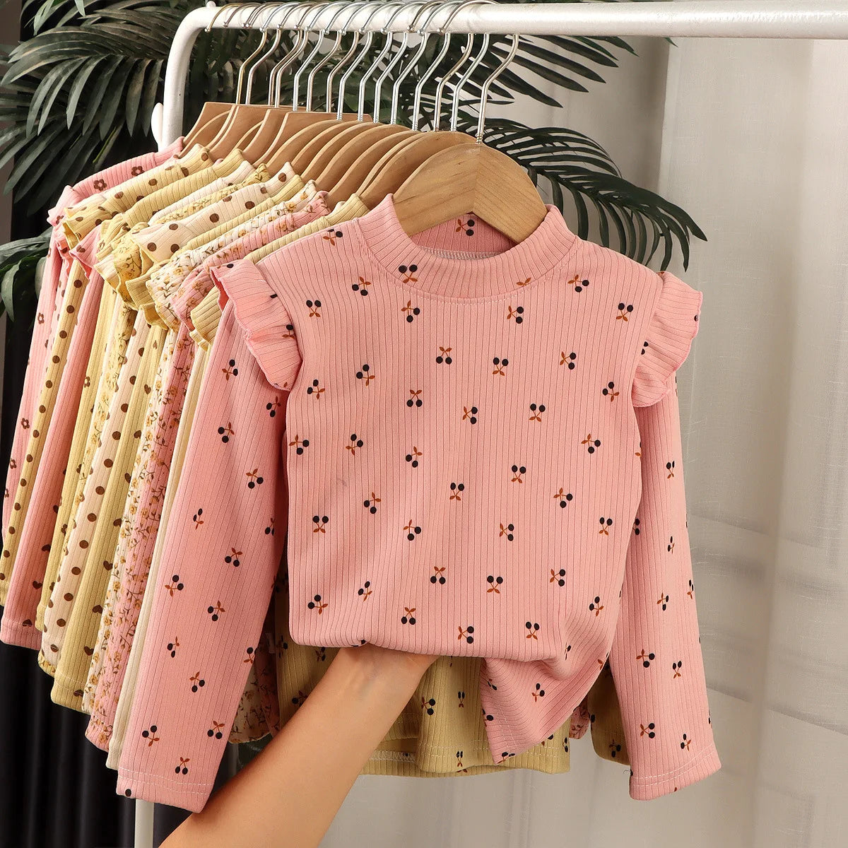 Kids Long Sleeved Undershirt Girls Cute Floral Dots T-shirt 2-10T Children Boys Sweet Tops Bottoming Shirt t shirt for kids boy - TiniLoom