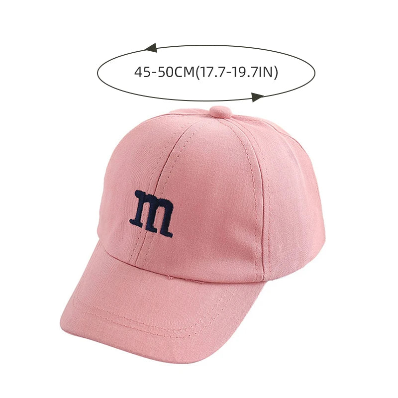 Solid Color Letter Baby Baseball Cap Simple Embroidered Peaked Hat for Toddler Boy Girl Summer Adjustable Kids Sun Hats - TiniLoom
