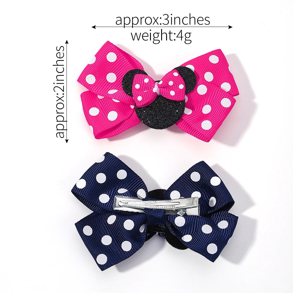 2pcs/Set Grils Lovely Polka Dot Bow Hair Clips for Hair Toddler Cartoon Hairpins Baby Boutique Hair Accessories - TiniLoom