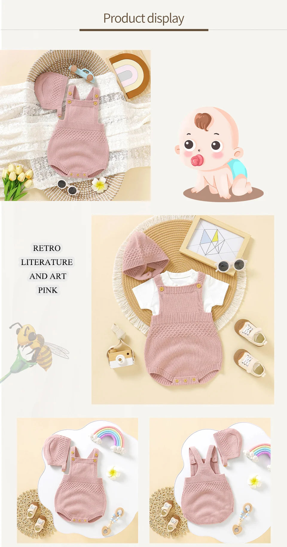 Baby Bodysuits Sleeveless Newborn Boys Girls Solid Color Onesie Hats Outfits Sets 2pcs Infant Unisex Playsuits Children Clothes - TiniLoom