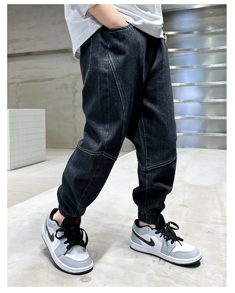 Big boy jeans, children's clothing, casual fashion, cool children's pants, boys' pants, boys' Baggy summer clothing, teenagers - TiniLoom