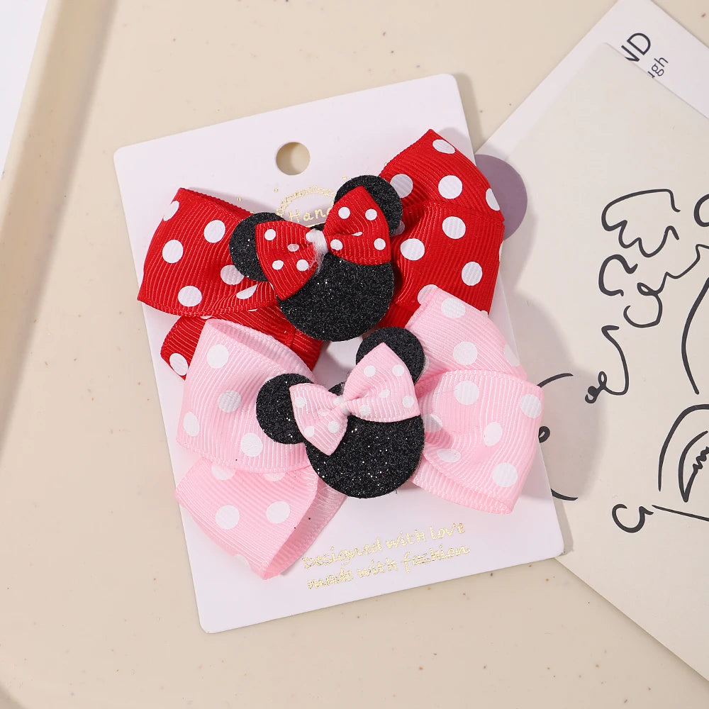2pcs/Set Grils Lovely Polka Dot Bow Hair Clips for Hair Toddler Cartoon Hairpins Baby Boutique Hair Accessories - TiniLoom