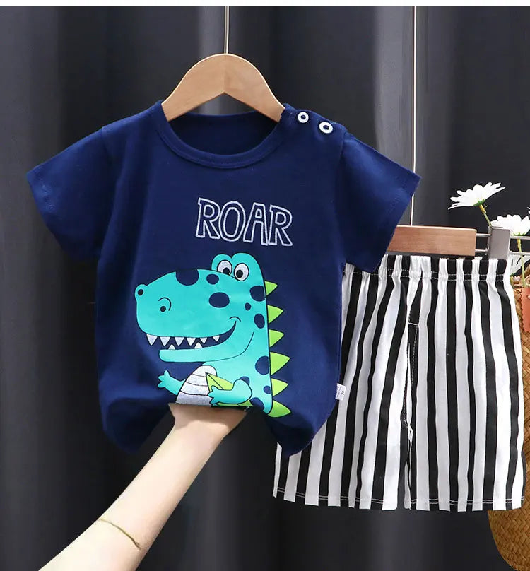 Kids Sets Children Clothes Boys Girl T-shirt Shorts 2PCS Summer Cotton Short sleeve Baby Children Clothing Suit Cotton Comfort - TiniLoom