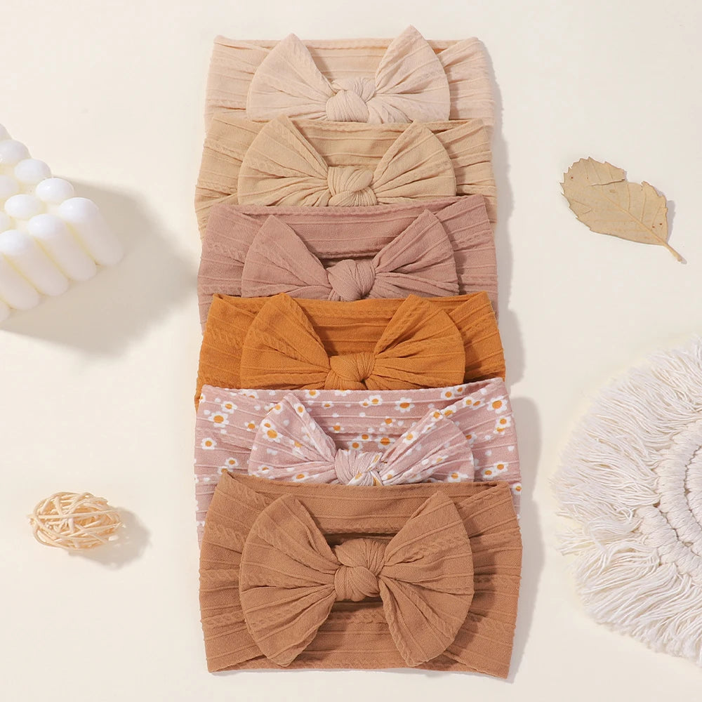 3Pcs Solid Color Baby Headband Bow Children Hair Band Elastic Nylon Newborn Headbands Soft Turban Headwrap Kid Hair Accessories