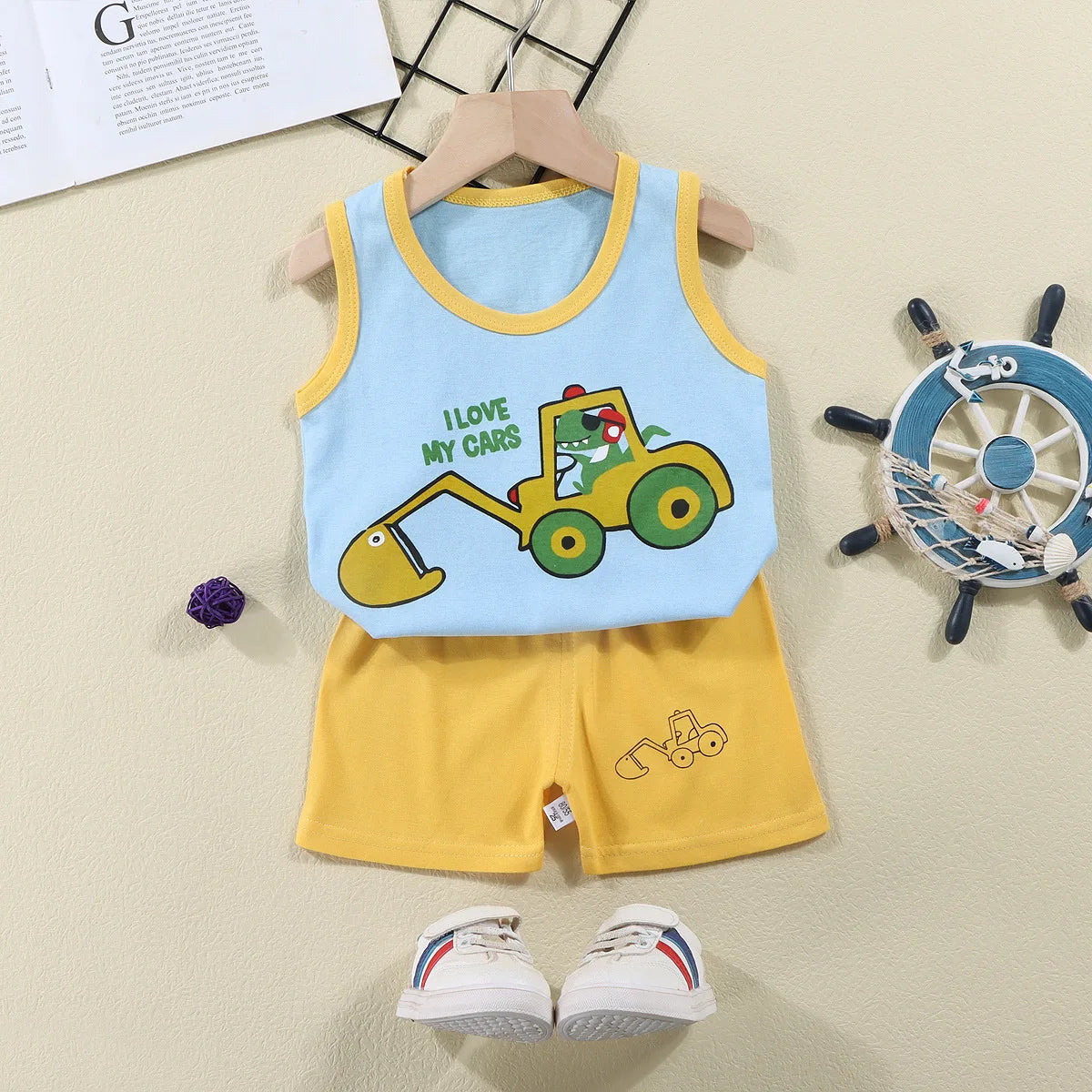 Children Sets Kids Vest Suit 2PCS Set Summer Cotton T-Shirt Girl Shorts Clothes Children Boys Girls Sleeveless Suit Wear Cloth - TiniLoom