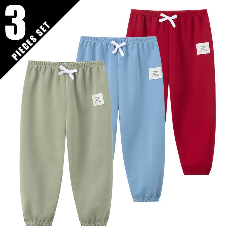 1/3 Pcs Four Seasons Children's Leisure Sports Pants Solid Color Basic Boy Running Holiday 9 Pants Girl Joker Comfortable Pants - TiniLoom
