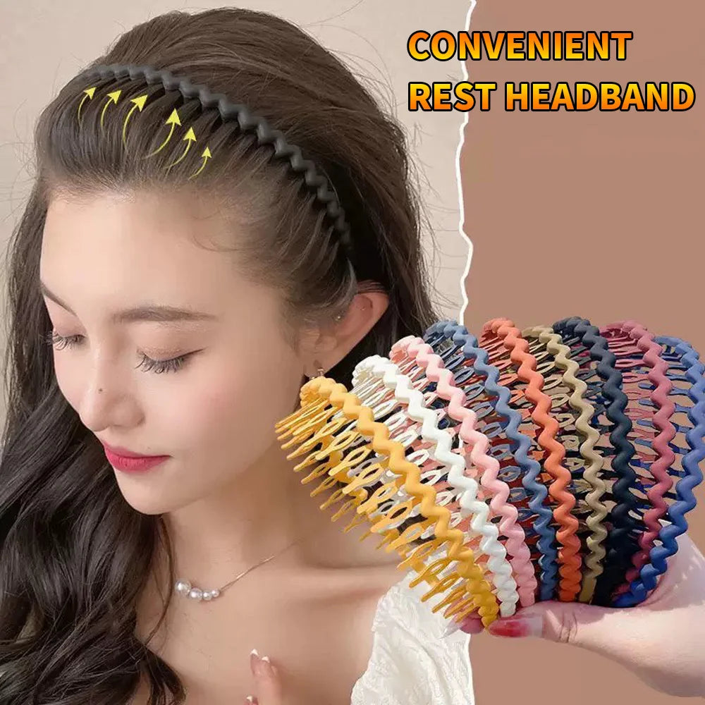 1Pc Fashion Wave Headbands for Women Solid Color Toothed Non-slip Hair Bands Girl Face Wash Sports Hairbands Hair Accessories - TiniLoom