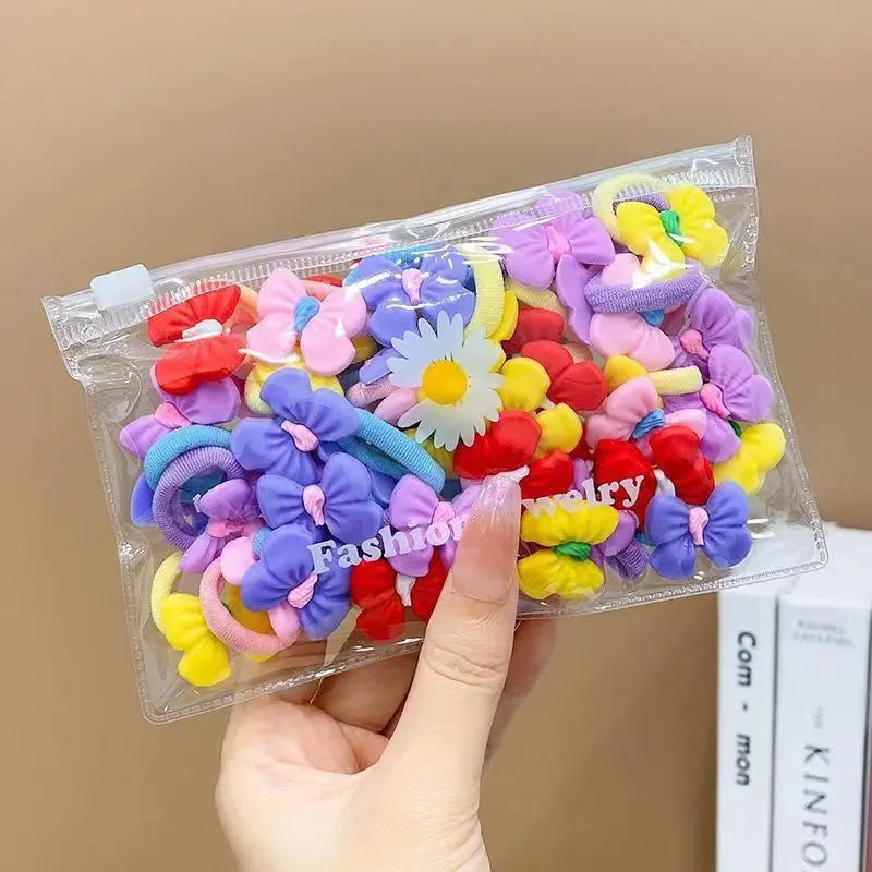 10/20Pcs/Set Cute Cartoon Rubber Elastic Hair Bands Girls Not Hurt Hair Small Scrunchie Kids Sweet Hair Ties Hair Accessories - TiniLoom