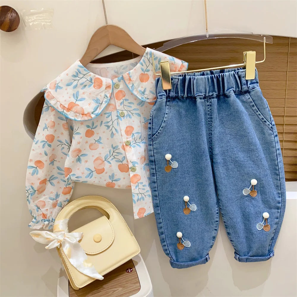 Ambroidered Flower Girl Jeans Baby Boy Kids Jeans Girl Pants Daduhey Wide Leg Pants Harem Trousers Clothes Bottoms - TiniLoom