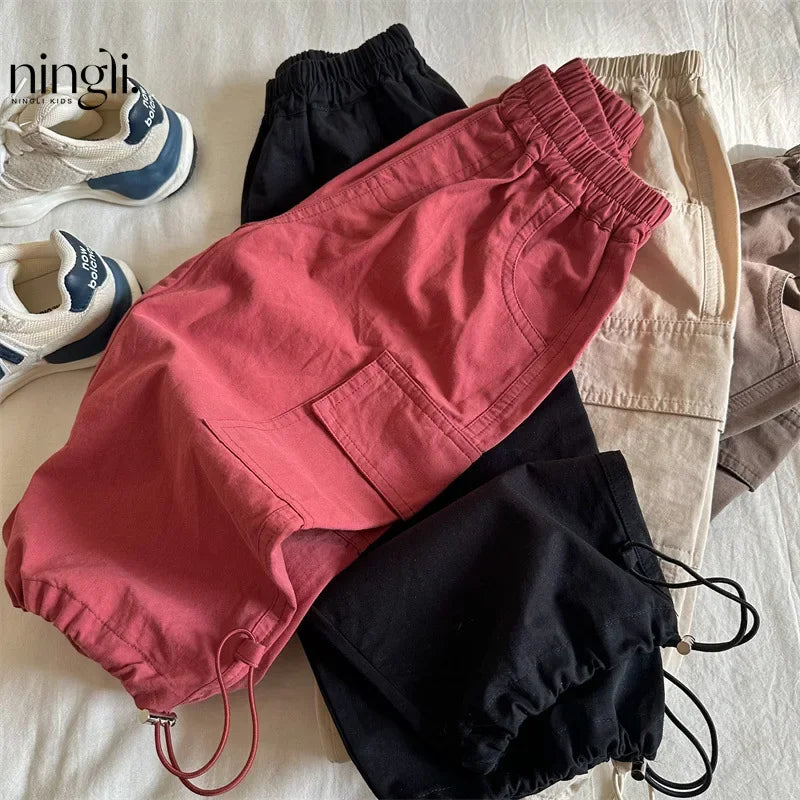 Kids Pants Girdle Overalls Baby Wide Leg Pants Girls Pants Teenage Girls Clothing Cargo Winter Clothes for Boys - TiniLoom