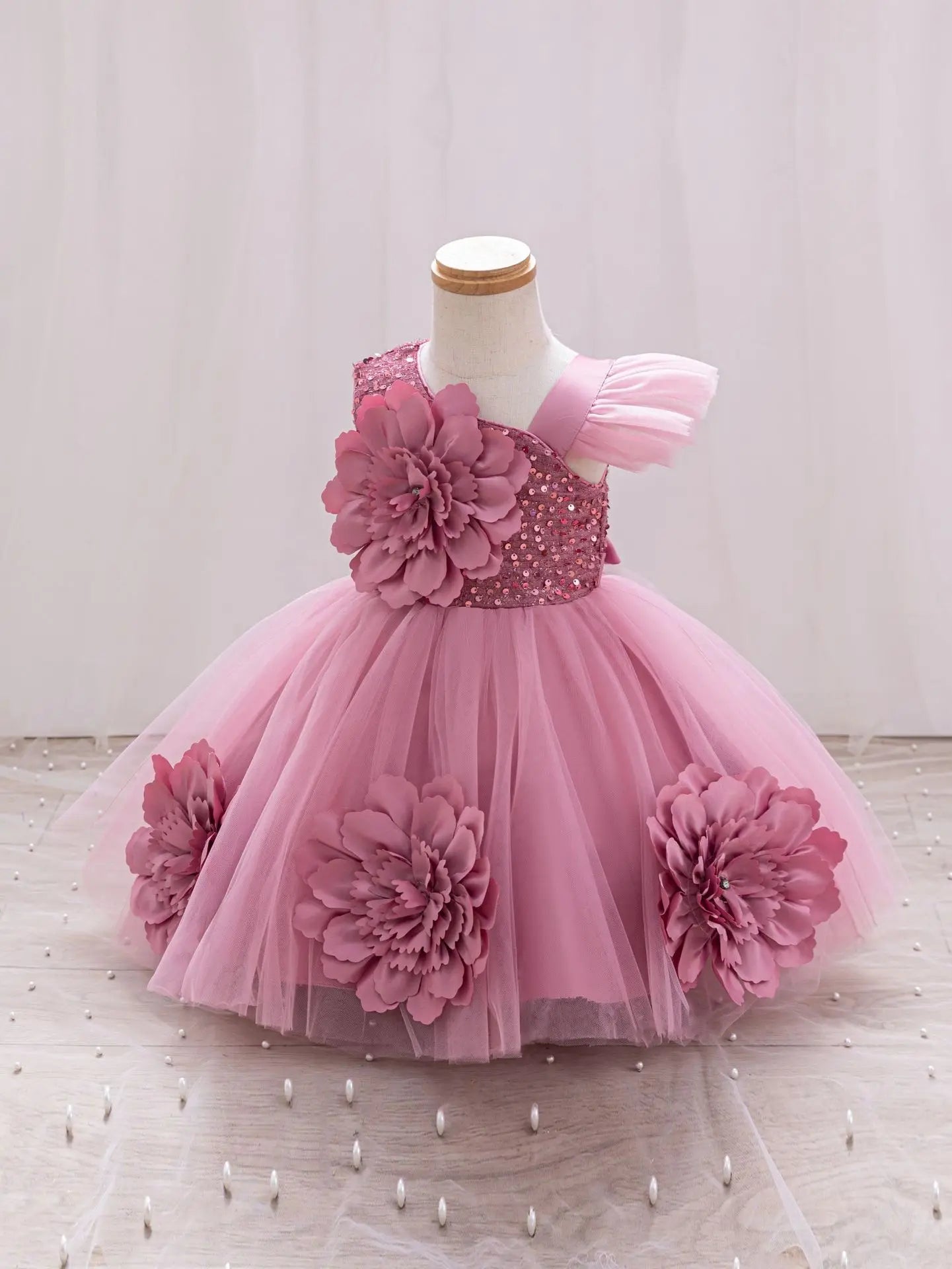 Girls princess dress 1-5 Y baby Girls wedding sleeveless three-dimensional butterfly mesh carnival birthday party evening dress - TiniLoom