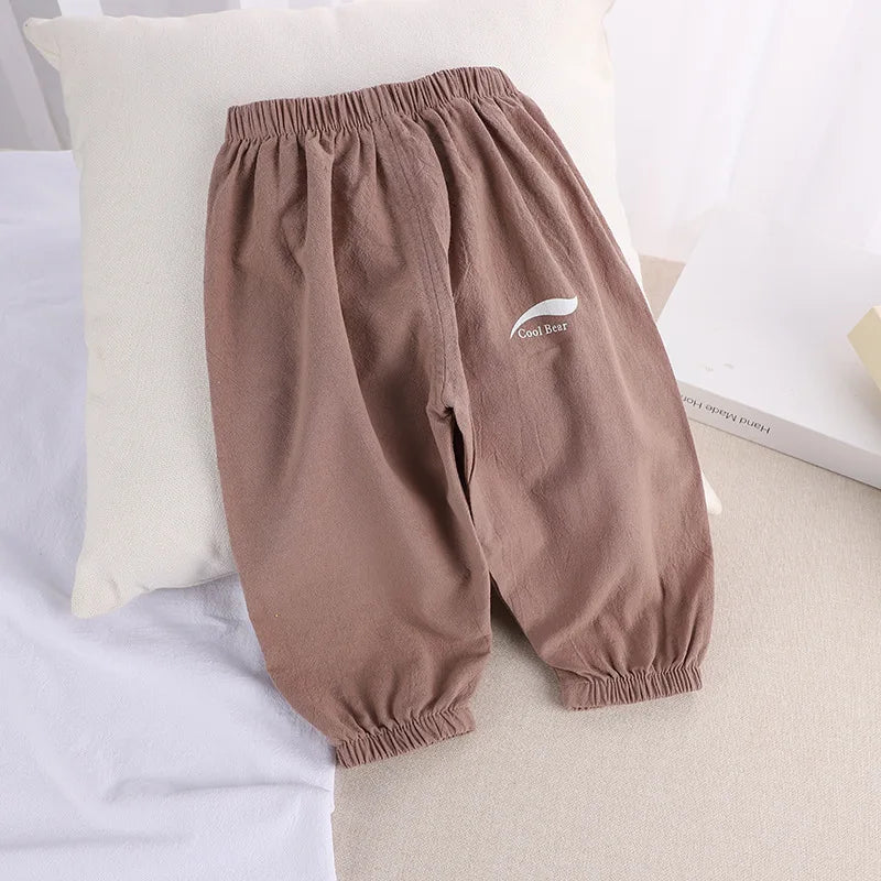 1 2 3 4 5 Years New Children's Anit-mosquito Pants Summer Baby Air Conditioning Bloomers Boys and Girls Cotton and Linen Pants - TiniLoom