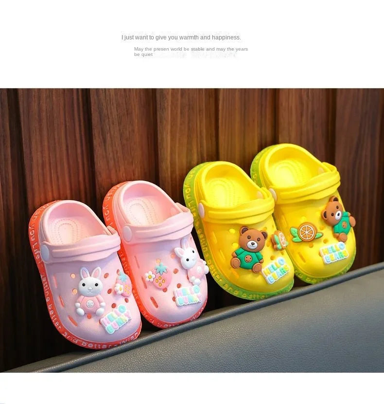 Children's Slippers Cute Cartoon Girls Boys with Soft Soles Baby Bags Perforated Shoes Home and Baby Sandals - TiniLoom