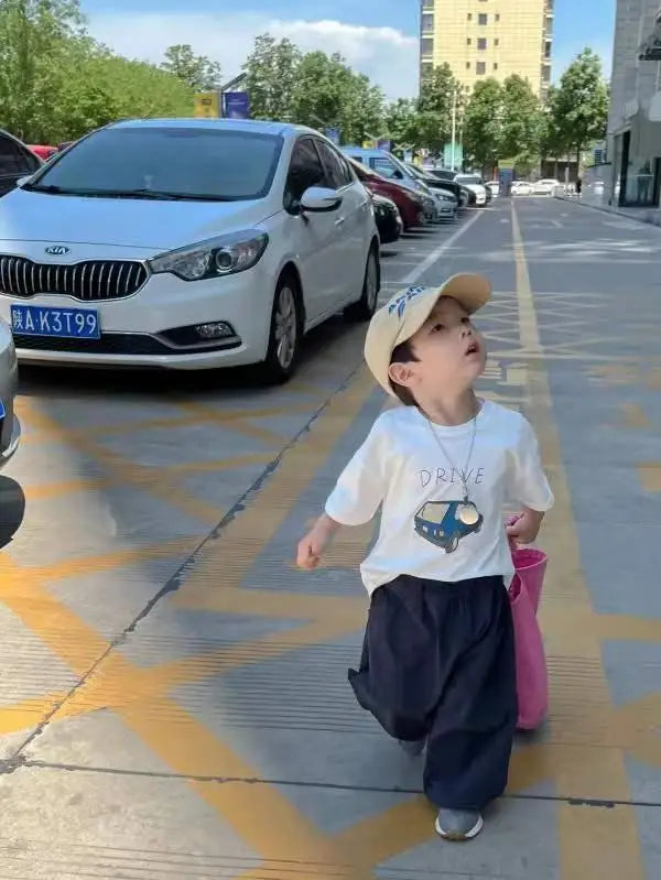 Solid Color Prnted Short Sleeve Tees Summer Clothing Boys Loose Casual O-neck T-shirts Children's Clothes Baby Boy T Shirts Tops - TiniLoom