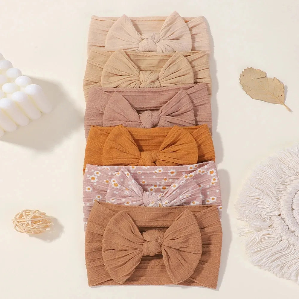 3Pcs Solid Color Baby Headband Bow Children Hair Band Elastic Nylon Newborn Headbands Soft Turban Headwrap Kid Hair Accessories