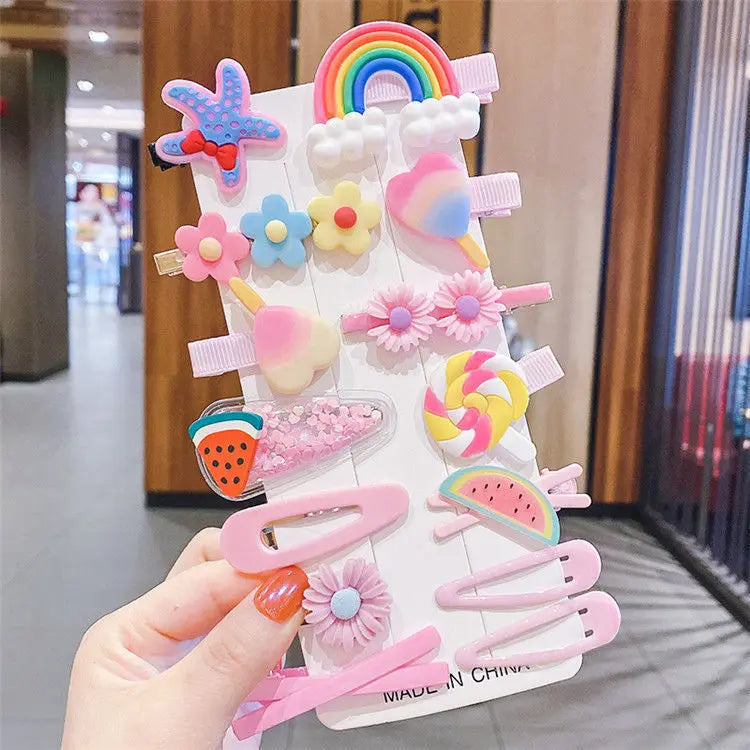 14Pcs Cartoon Baby Hair Clip Set Flower Fruit Baby Girl Barrettes Bangs Hairpins Kids Hair Accessories - TiniLoom